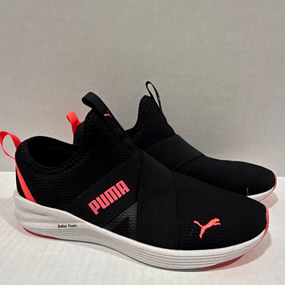PUMA Better Foam Women's 8.5 SlipOn LowTop Athletic Sneakers BlackPink 376542-07